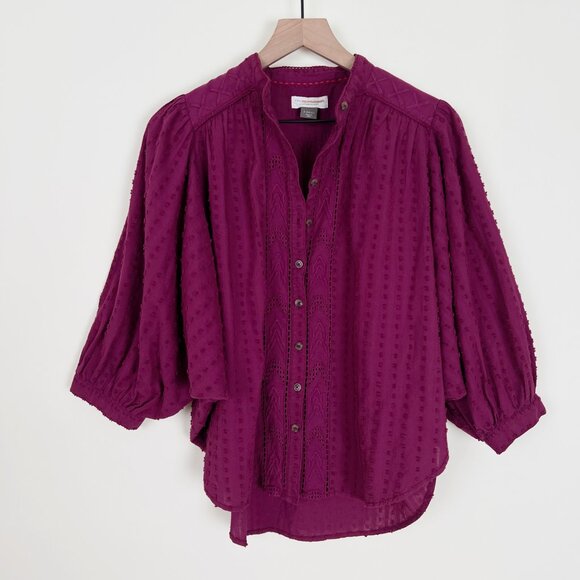 Anthropologie Tavi Embroidered Blouse Boho Bohemian Peasant Cottagecore Prairie - Picture 5 of 14